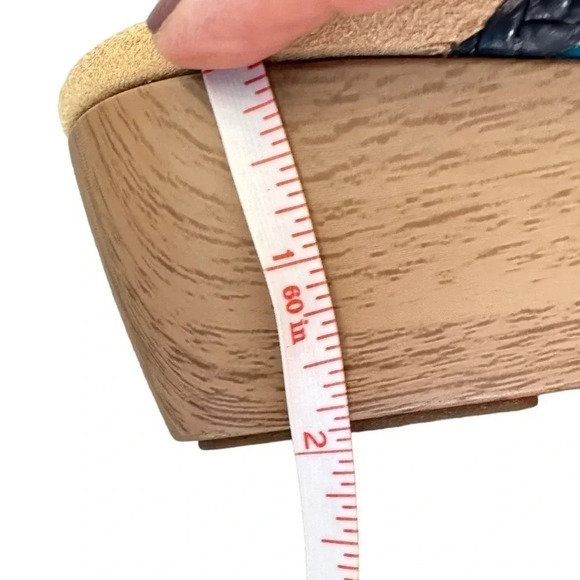 Vionic Orthaheel sandals 10 Ramba blue black pewter braid strap flip flop wedge - Picture 6 of 7